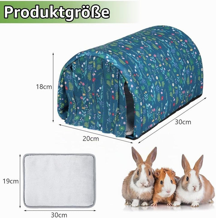 HOTUT Meerschweinchen Bett,Kuschelsack Meerschweinchen Höhle mit Kissen und Vorhang,Waschbares Kanin