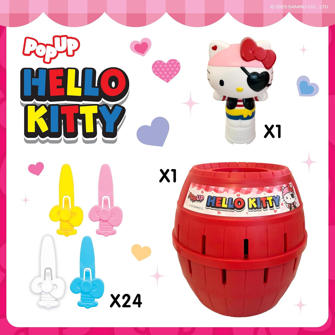 TOMY Pop Up Hello Kitty Spiel, Kinder-Actionspiel mit Schleifen, Überraschungs-Steckspiel, Lustiges