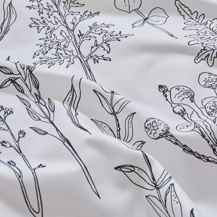 WUMIUER Bettwäsche 135x200 Set 2 Teilig, Schwarz Weiss Pflanze Botanisch Wendebettwäsche Mikrofaser