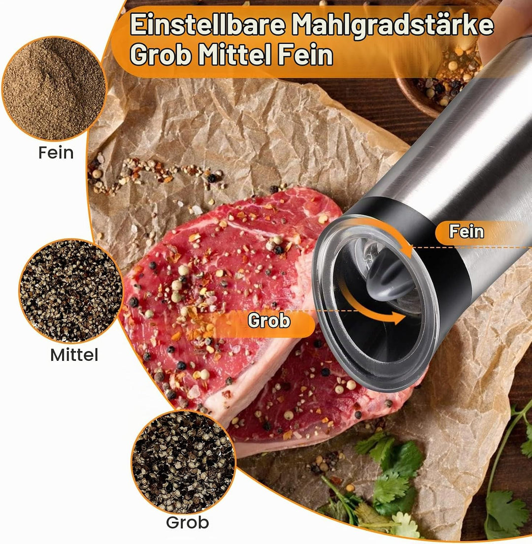 Salz und Pfeffermühle Elektrische 2er Set USB Aufladung Schwerkraft Automatische Gewürzmühle Verstel