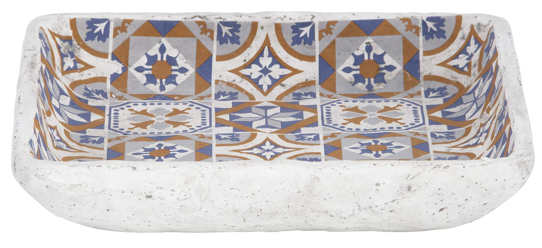 Esschert Design AC182 Vogeltränke, portugiesische Fliesen, Orange, Blau, Grau