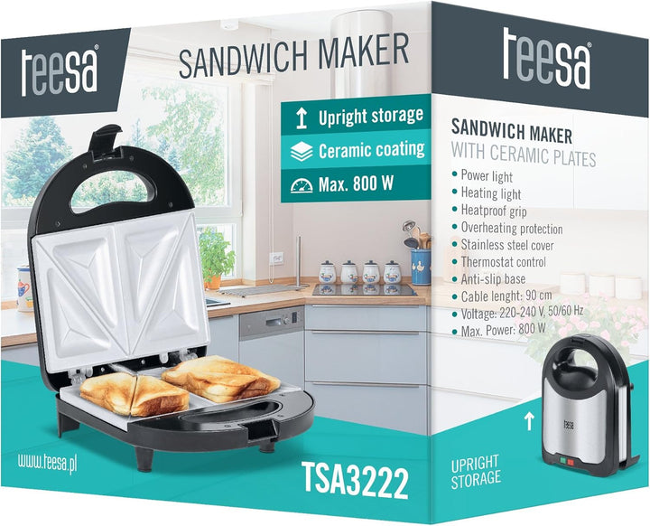 TEESA Sandwichmaker TSA3222 mit Keramikplatten silber/schwarz