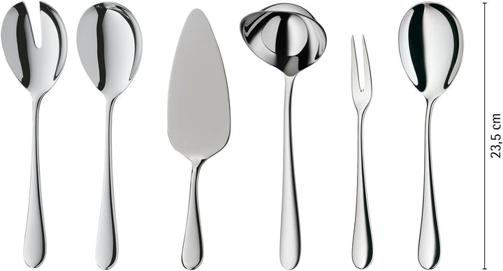 WMF Merit Besteck Set 12 Personen, 66 teilig, 60 Teile mit Servierbesteck, Hohlheftmesser, Cromargan