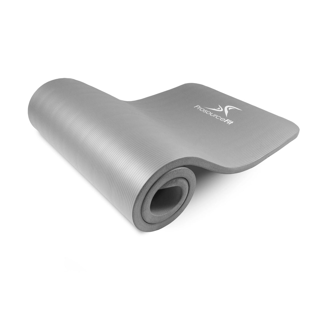 ProsourceFit Extra Thick Yoga and Pilates Mat 1" Grey, 1" Grey