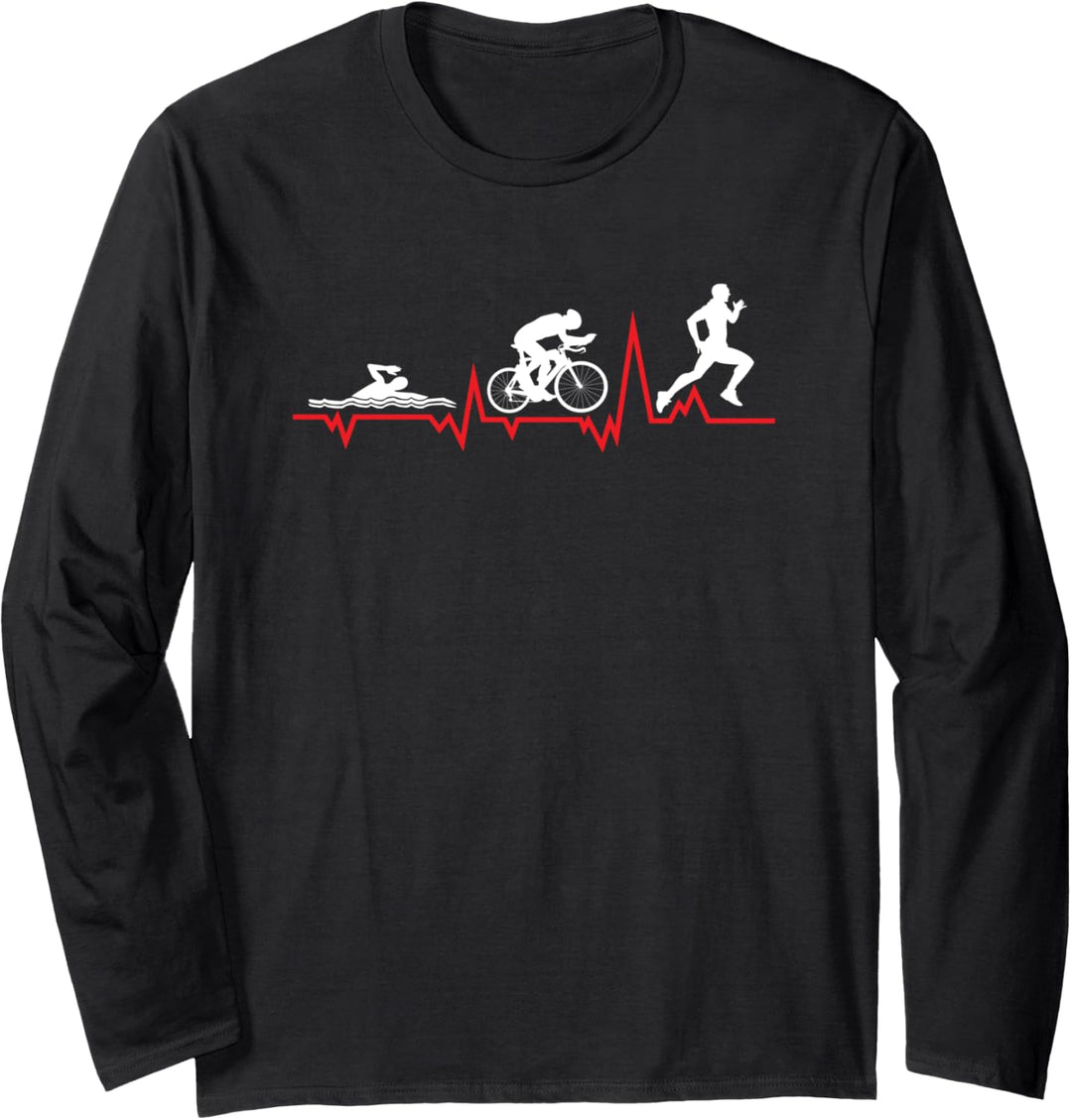 Herzschlag Für Triathlon Swim Bike Run Geschenk Ausdauer Langarmshirt