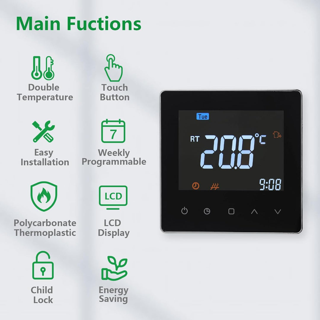 Wengart Digitaler Thermostat WG538,Thermostatsteuerung für den Innenbereich,wöchentliche Programmier
