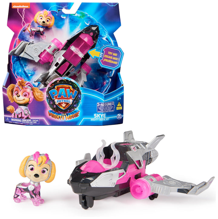 PAW Patrol: Der Mighty Kinofilm, Superhelden-Basis-Fahrzeug von Skye mit Welpenfigur, Flugzeug mit L