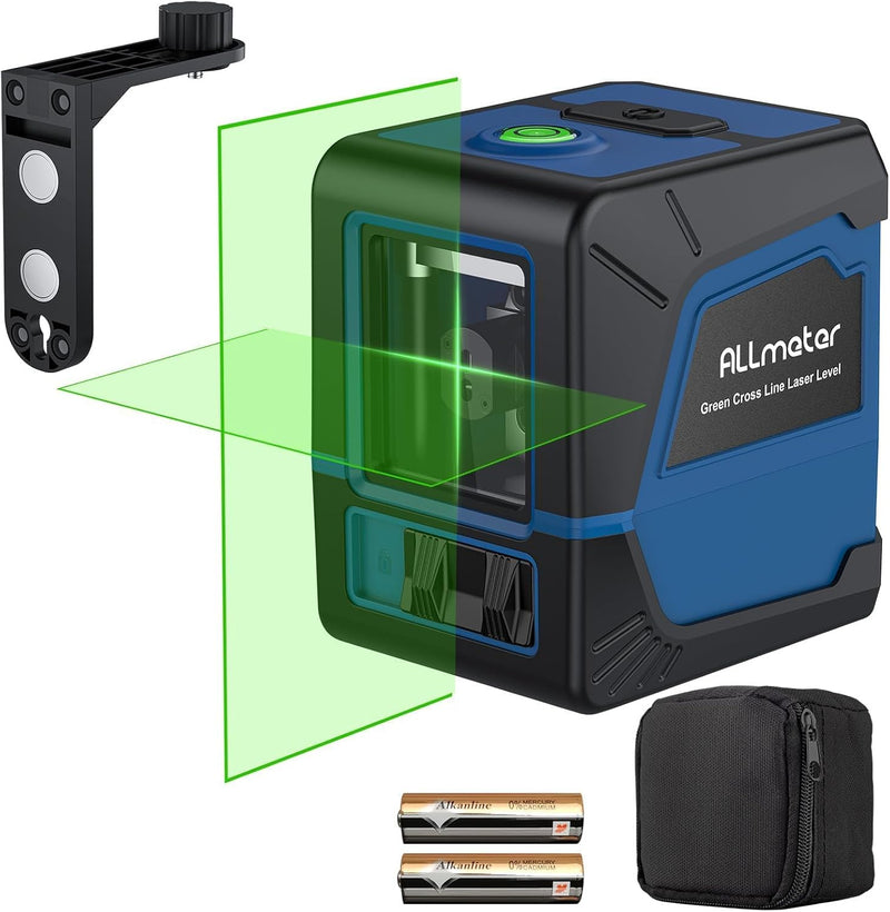 ALLmeter Kreuzlinienlaser Grün Laser Wasserwaage 100ft/30m mit selbstnivellierender Magnethalterung