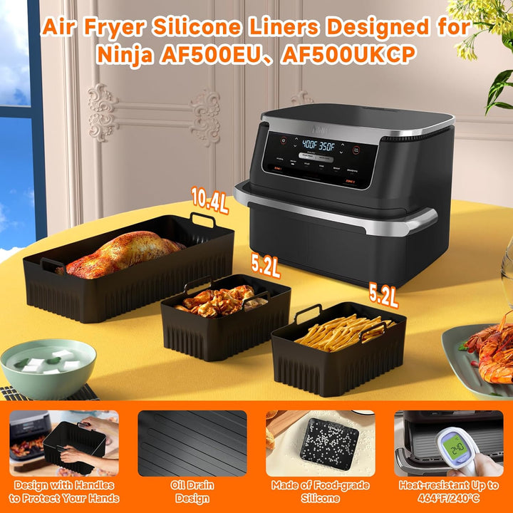 Ninja Heissluftfritteuse Zubehör,Ninja Airfryer Zubehör,10.4L and 2×5.2L Silikonform Und anderen Air