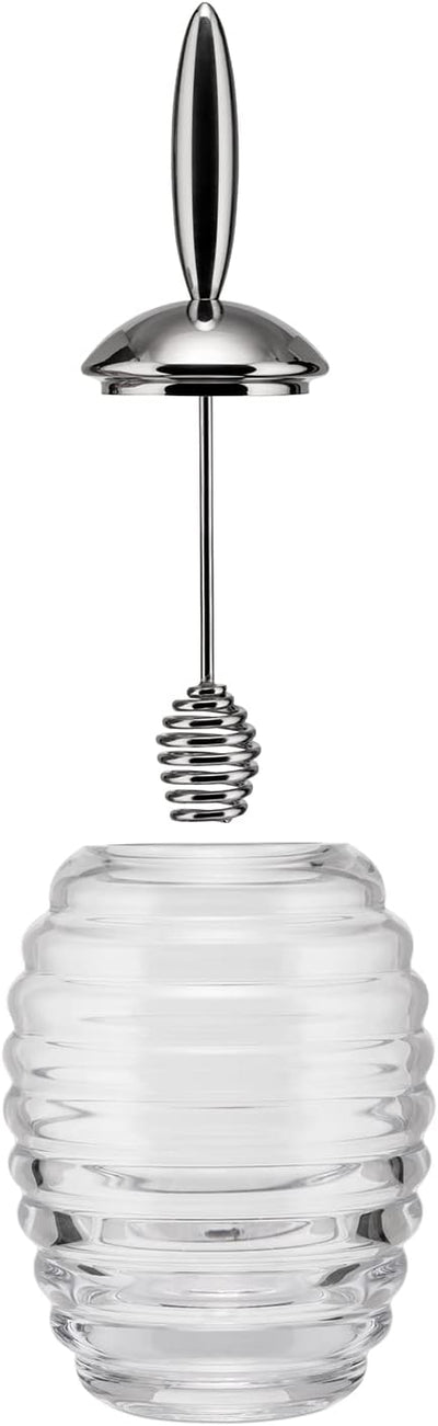 Alessi TW01 Honey Pot Honigspender aus Kristallglas mit Deckel, Edelstahl