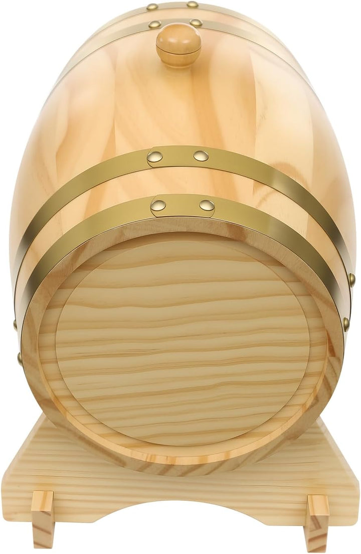 5L Weinfass aus Kiefernholz, Holzfass mit Zapfhahn &amp; Ständer, Eichenfass Whiskyfass Deko Schnapsfass