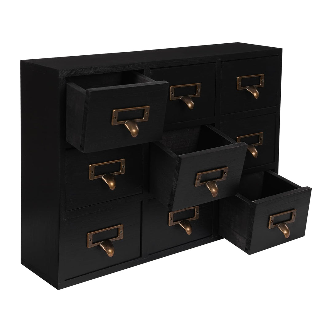 Mini Kommode mit 9 Schubladen, Vintage Schubladenbox Holz Apothekerschrank Desktop Storage Cabinet f