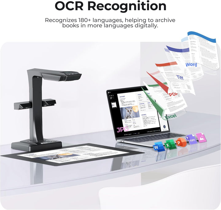 CZUR ET18 Pro Buchscanner mit LED Fülllicht, OCR Dokumentenscanner 18 Megapixel Dokumentenkamera Vis