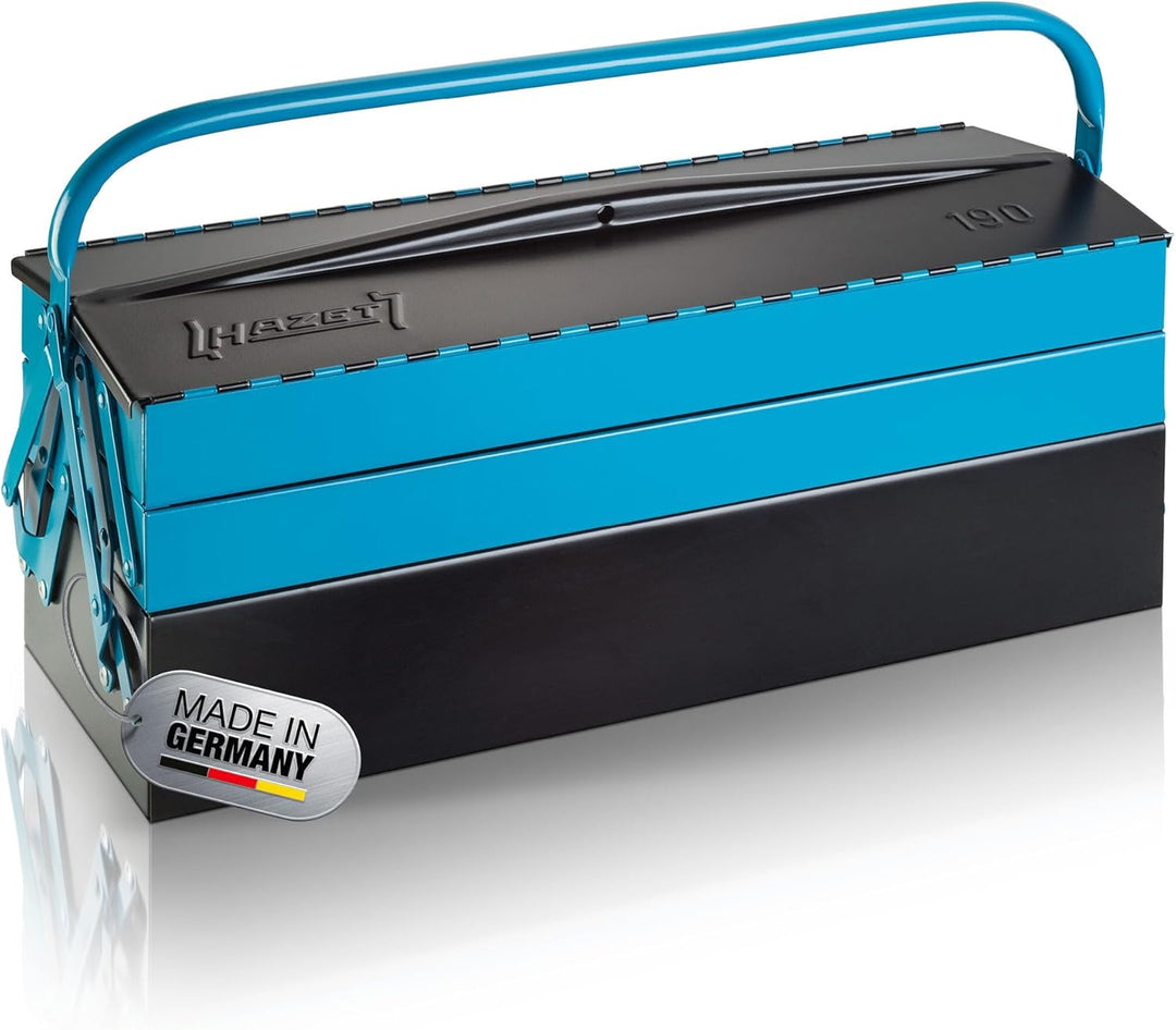 HAZET Metall Werkzeugkasten 190L | leer | mit geräumigen Bodenfach und 4 ausklappbaren Seitenfächern