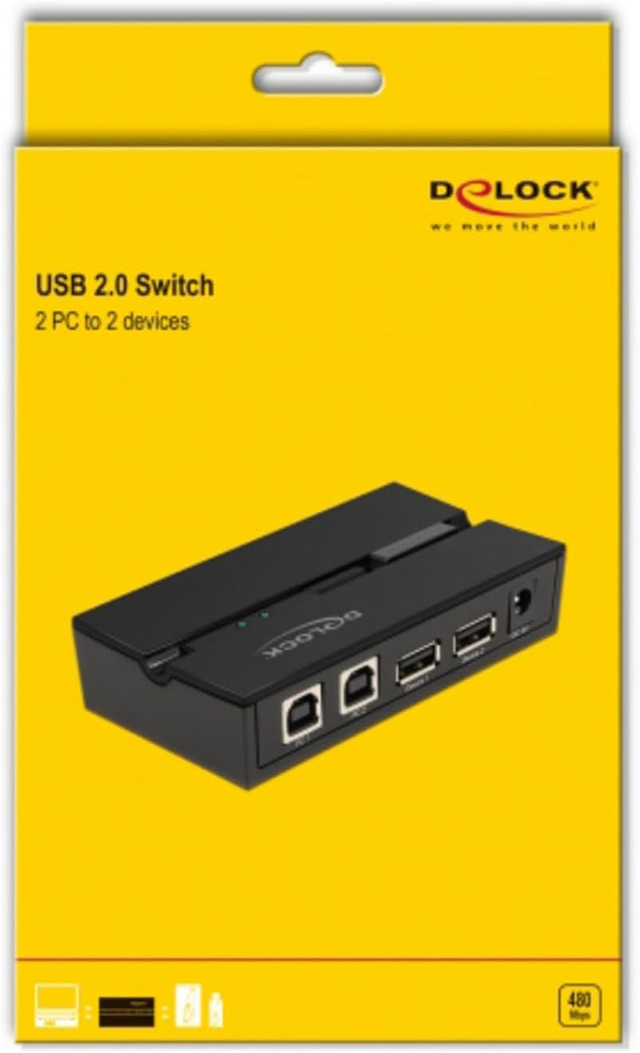 Delock USB 2.0 Switch f. 2 PC an 2Geräte USB-Umschalter, schwarz