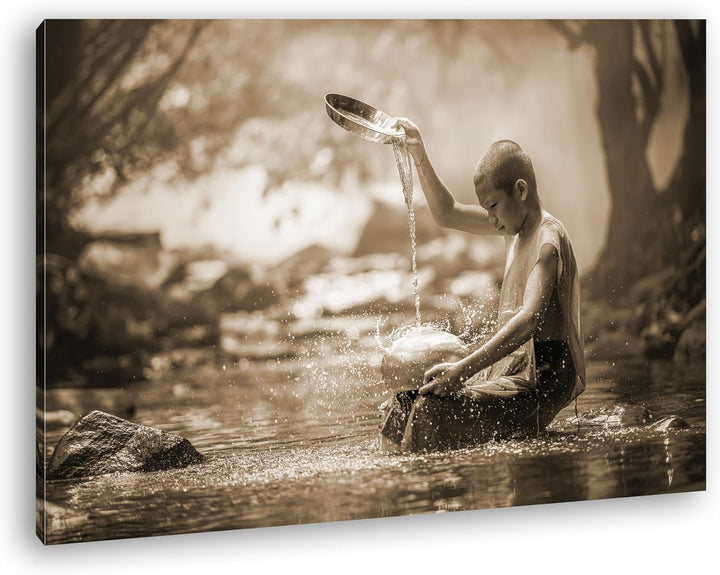 deyoli Buddhistischer Mönch Format: 80x60 Effekt: Sepia als Leinwandbild, Motiv fertig gerahmt auf E