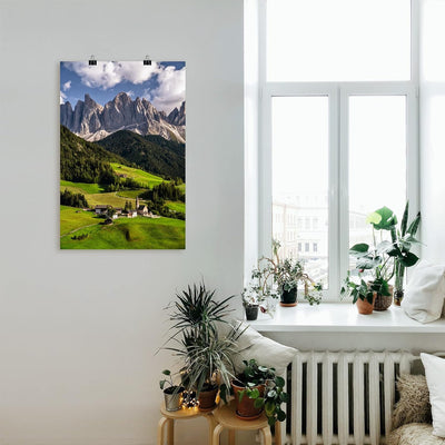 ARTland Poster Kunstdruck Wandposter Bild ohne Rahmen 80x120 cm Hochformat Landschaft Berge Wald Wie