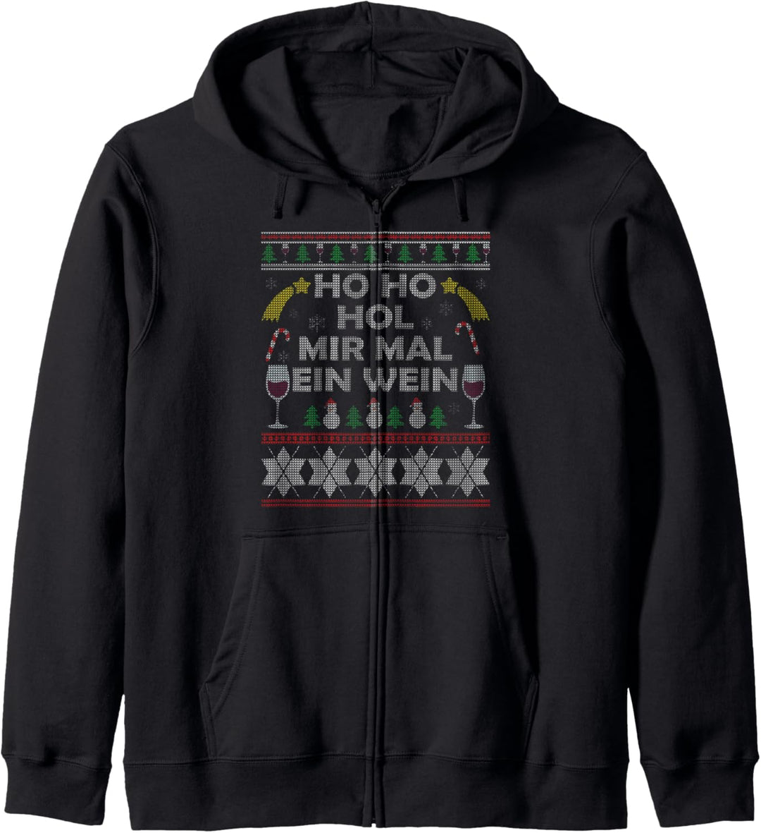 Ugly Christmas Weintrinker Motiv Ho Ho Hol Mir Mal Ein Wein Kapuzenjacke