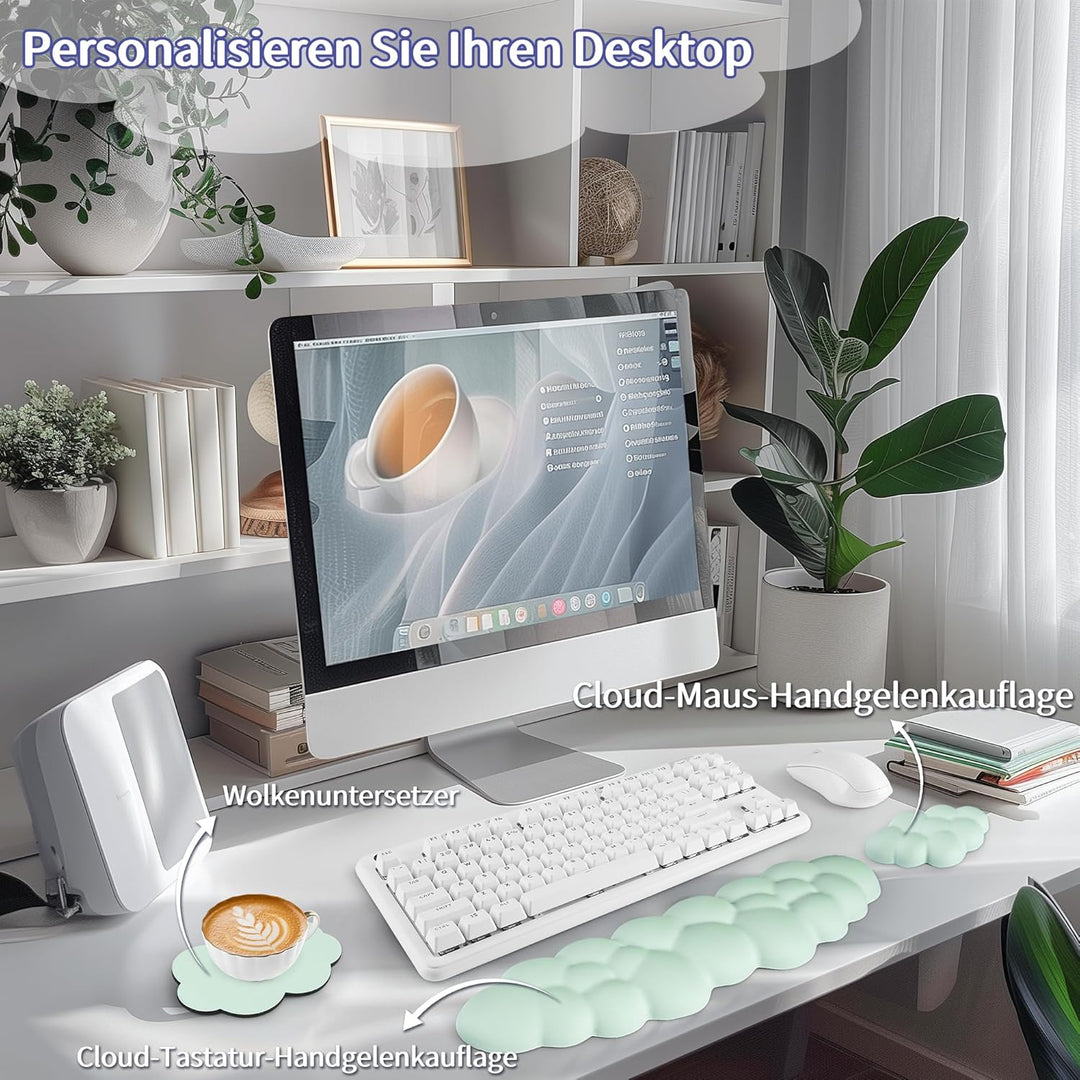 Sushret Wolke Handballenauflage Tastatur, Ergonomisches Wolke Handauflage Tastatur Mit Pu Leder Memo