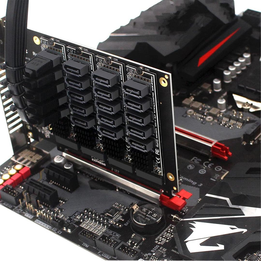 WANGCL NVME zu SATA Adapter M.2 zu SATA Konverter 5Port mit Aluminium Radiator Unterstützung PM Funk