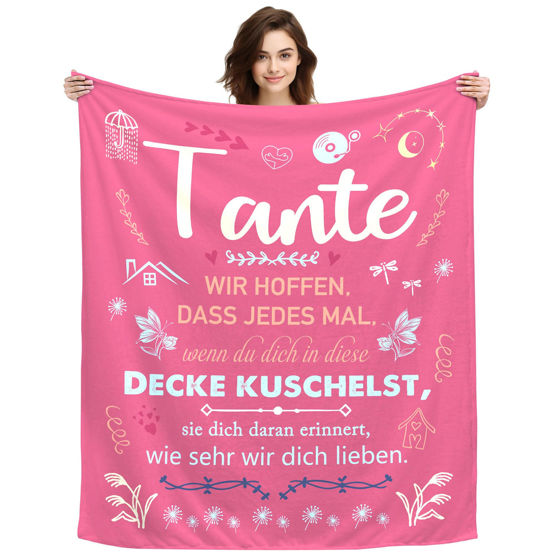 Original Geschenke für Tante Frauen Kuscheldecke für Tante Muttertag Weihnachten Neujahrsgeschenk Ge