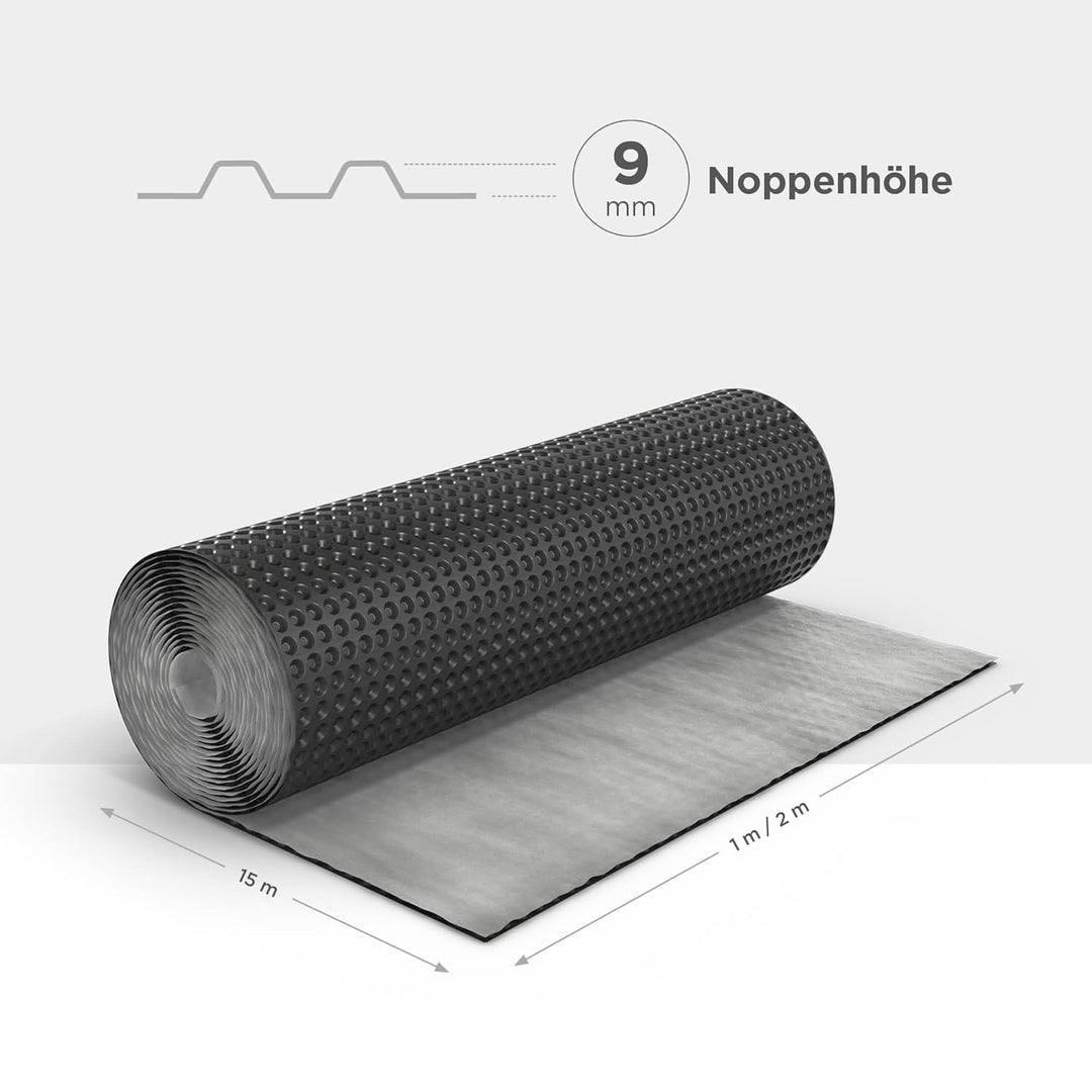 blizz-z protect drain Noppenbahn mit Vlies schwarz 1 m x 15 m (700 g/m²) 1 Rolle | Drainagebahn, Ent