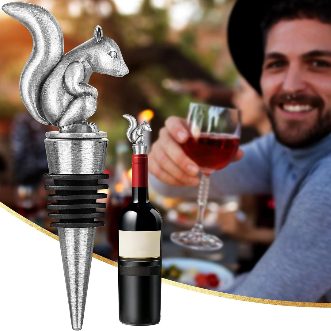 LKKCHER Eichhörnchen Weinverschluss, Weingeschenke für Männer Frauen, Flaschenverschlüsse für Wein C