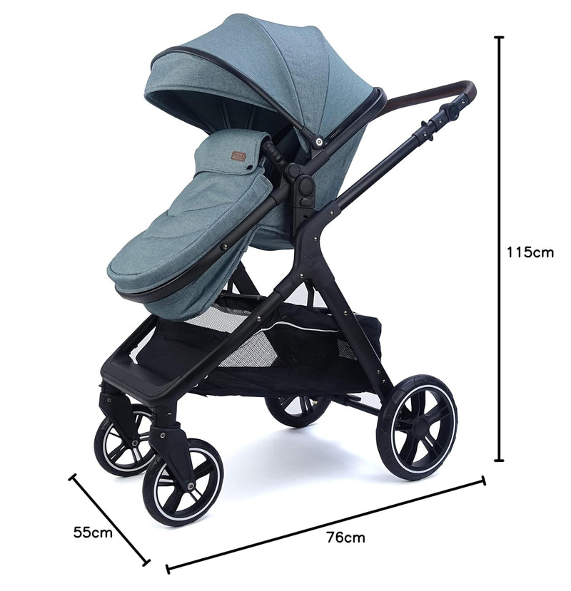 Pixini Kinderwagen Nelio 3in1 Kombikinderwagen, inkl. Babywanne & Buggy & Auto-Babyschale & Wickelta