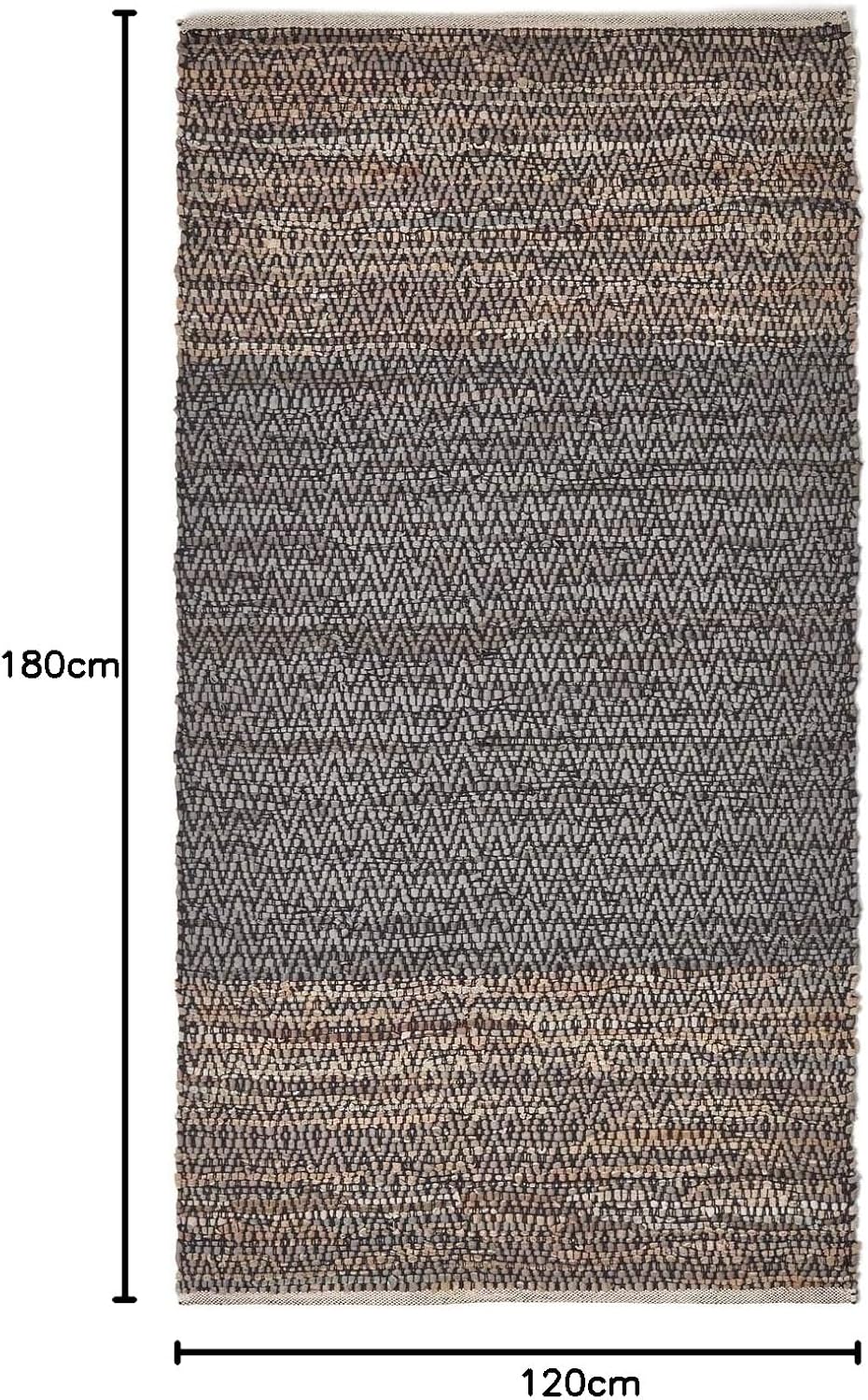 Homescapes Teppich aus 100% recyceltem Leder mit Chevron-inspiriertem Zickzack- und Rautenmuster, 12