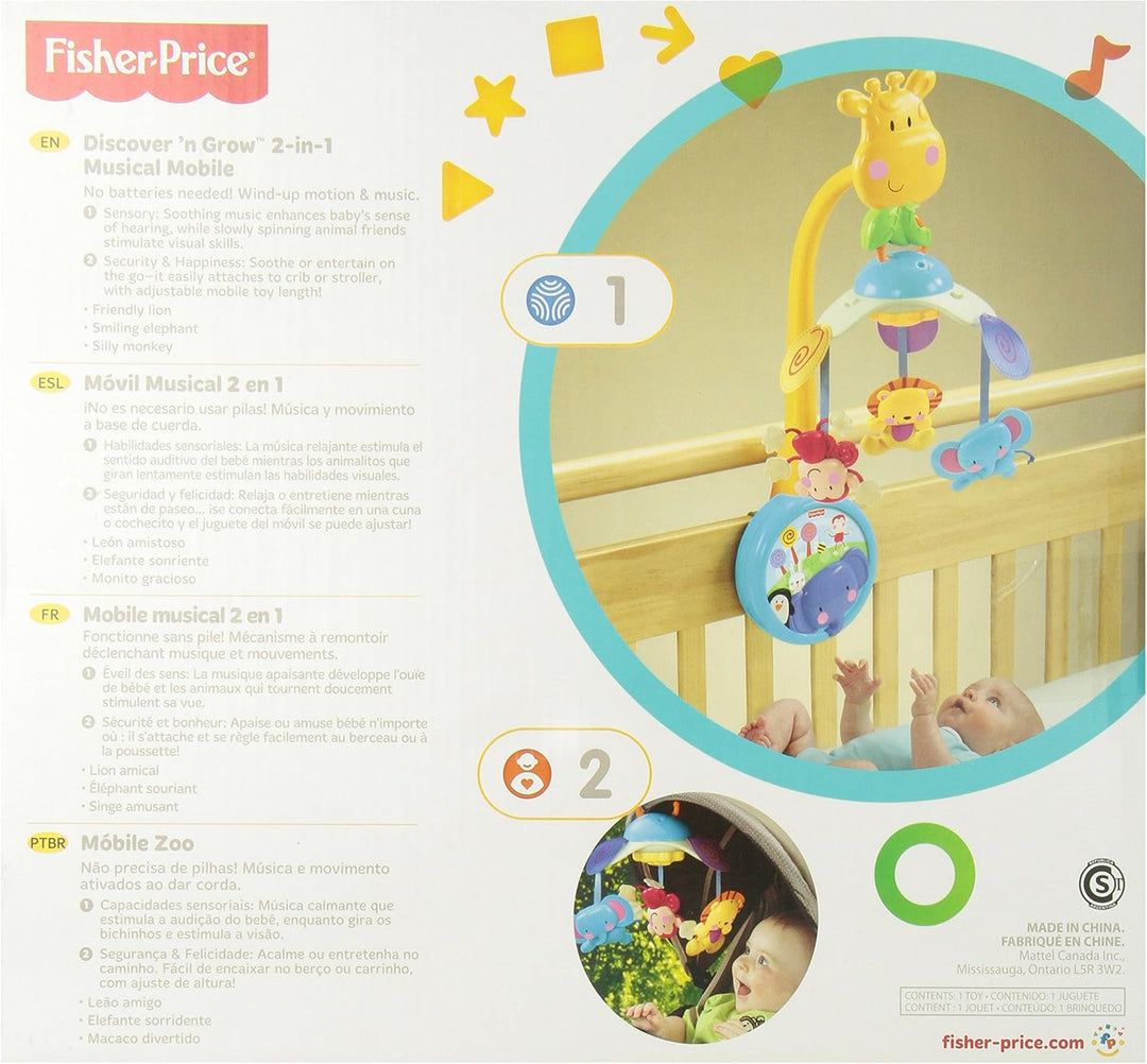 Fisher-Price W9913 Mein erstes Safari Mobile mit Aufziehmechanismus und zur Anbringung am Kinderwage