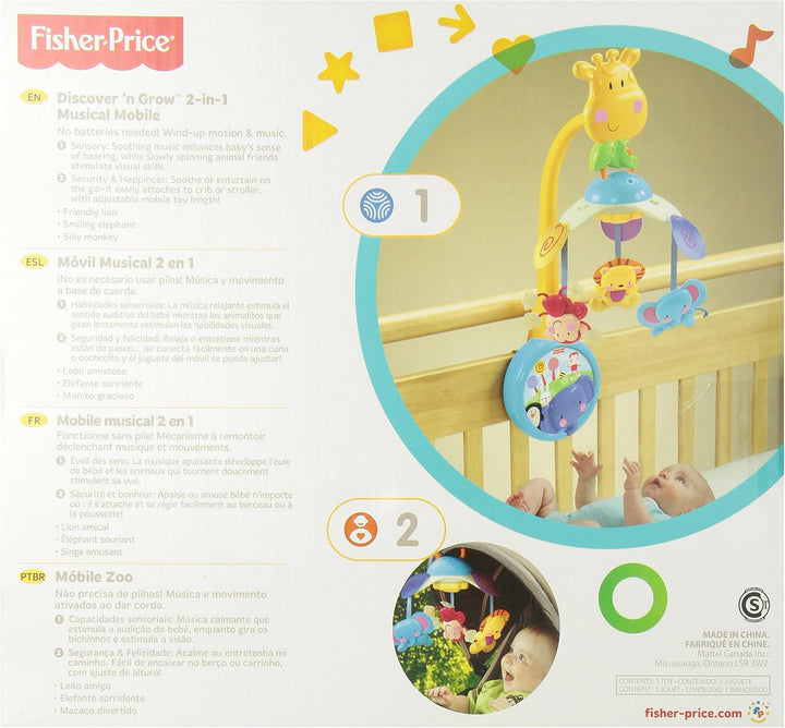 Fisher-Price W9913 Mein erstes Safari Mobile mit Aufziehmechanismus und zur Anbringung am Kinderwage
