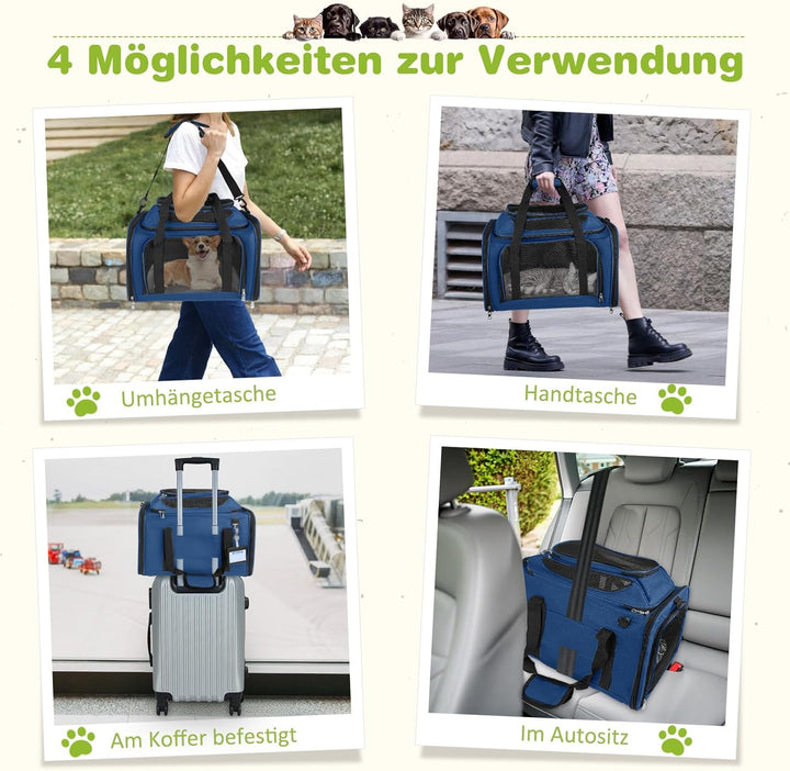 Transporttasche Katze, Transportbox für Katze Hund, Katzentransporttasche, Faltbare Haustier Trageta