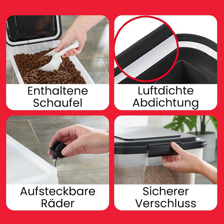 Iris Ohyama Hundefutter Aufbewahrung mit Rollen, 20L/7.5kg, Blau, Luftdichte Futterbox, Trockenfutte
