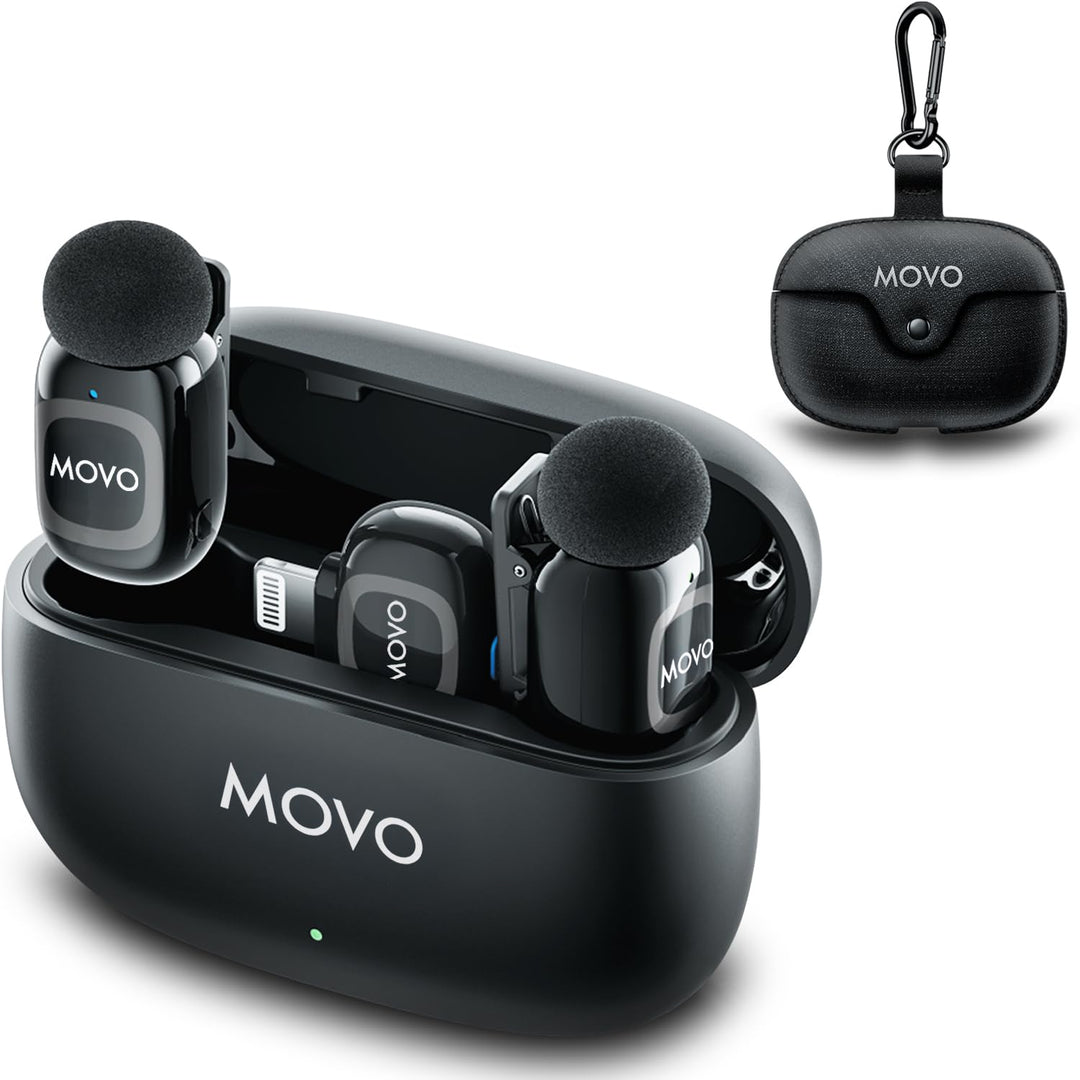 Movo NanoMic Dual Lightning Wireless Mikrofon für iPhone 14 und darunter - Lavalier-Mikrofon für iPh