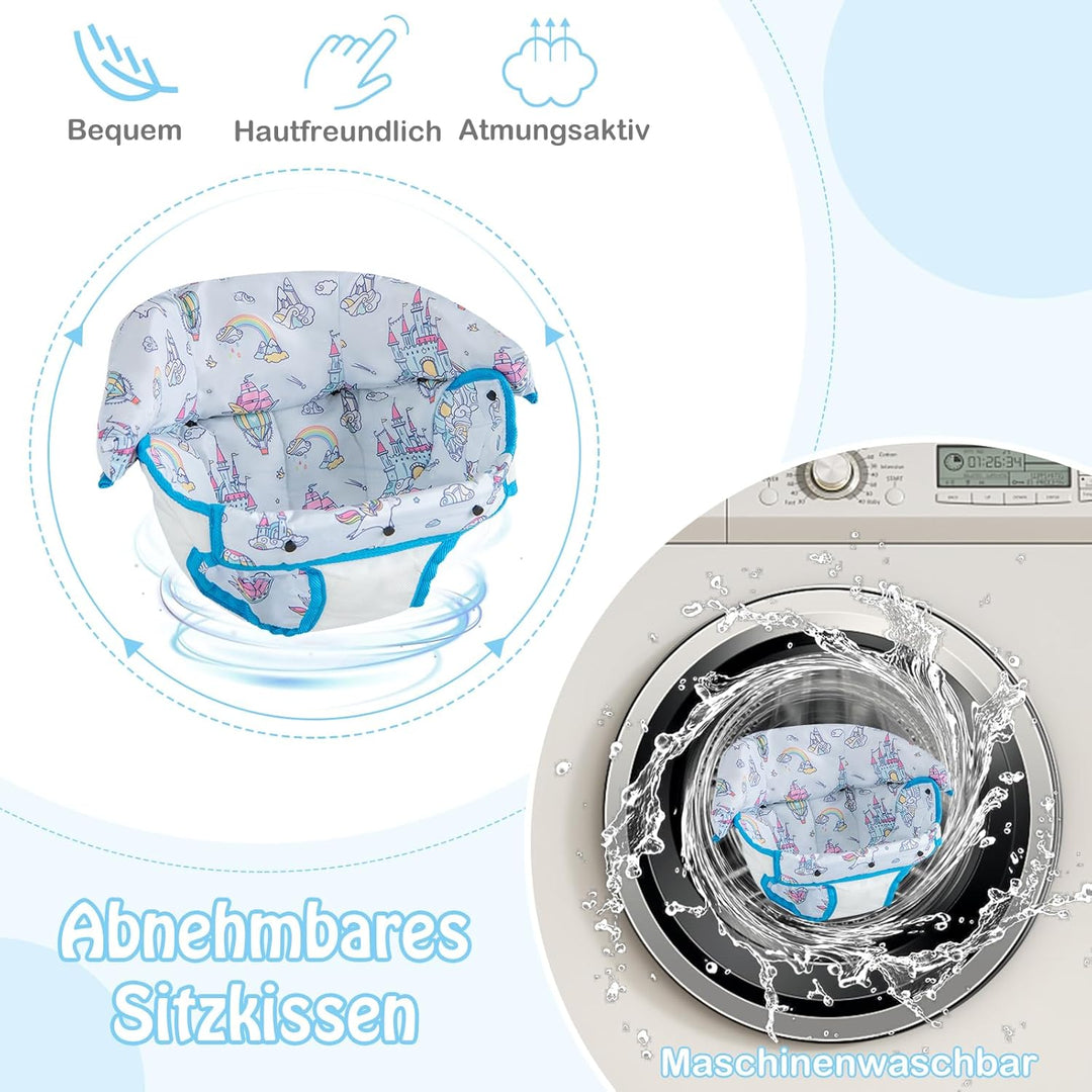 DREAMADE 6-in-1 Lauflernhilfe, Höhenverstellbar Baby Walker mit Musik & Abnehmbarem Sitz, Lauflernwa