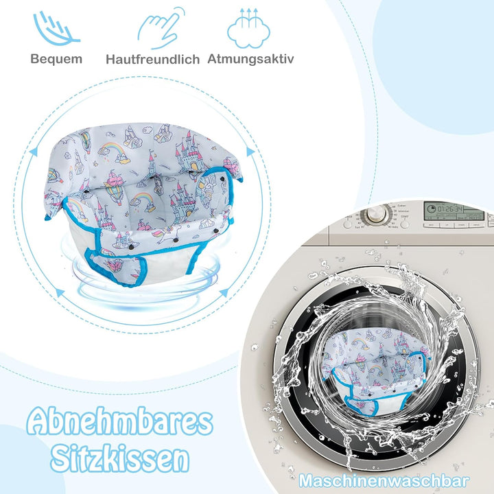 DREAMADE 6-in-1 Lauflernhilfe, Höhenverstellbar Baby Walker mit Musik & Abnehmbarem Sitz, Lauflernwa