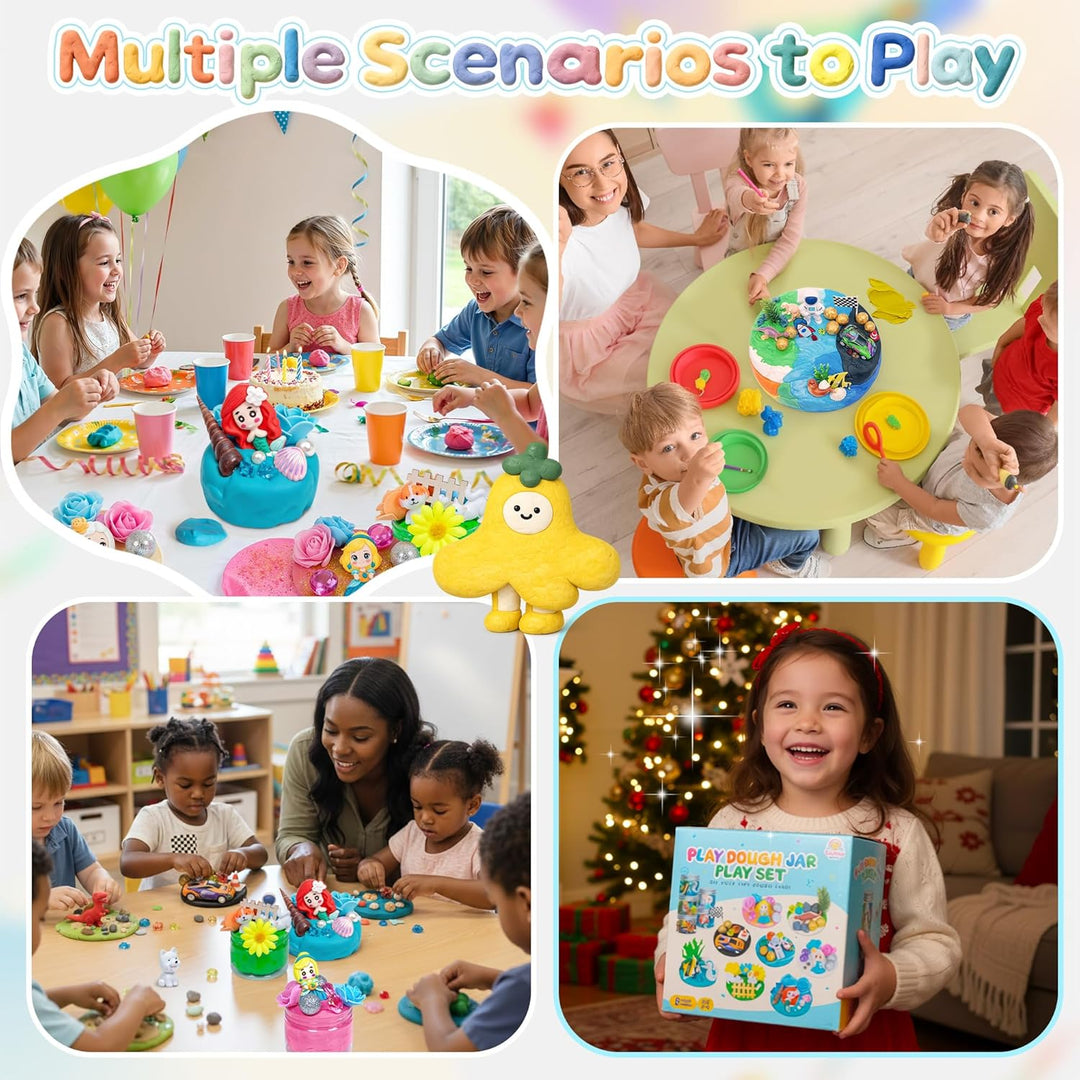 JOY SPOT! 8 Themen Sensorische Knete in dose, ungiftig Knetmasse Set, Kreatives Kinderknete Spielzeu