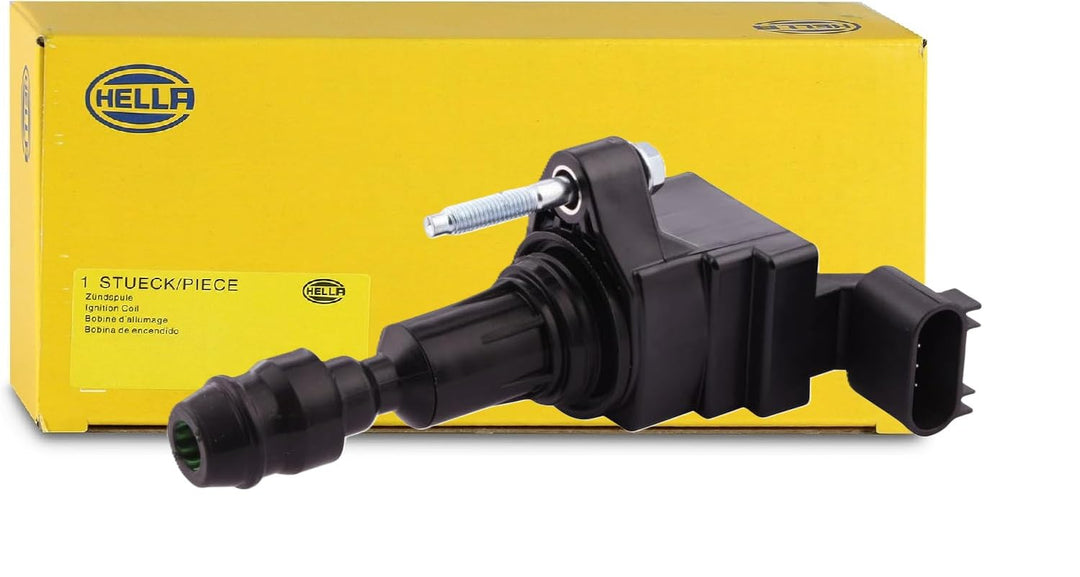 HELLA 5DA 358 000-121 Zündspule - 12V - 4-polig - Kerzenschachtzündspule - geschraubt