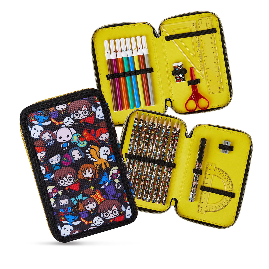 Harry Potter Federmäppchen, Kollektion von Schule Zubehör, Polyester Etui, 1 Stück Federpenal, 2-Fac