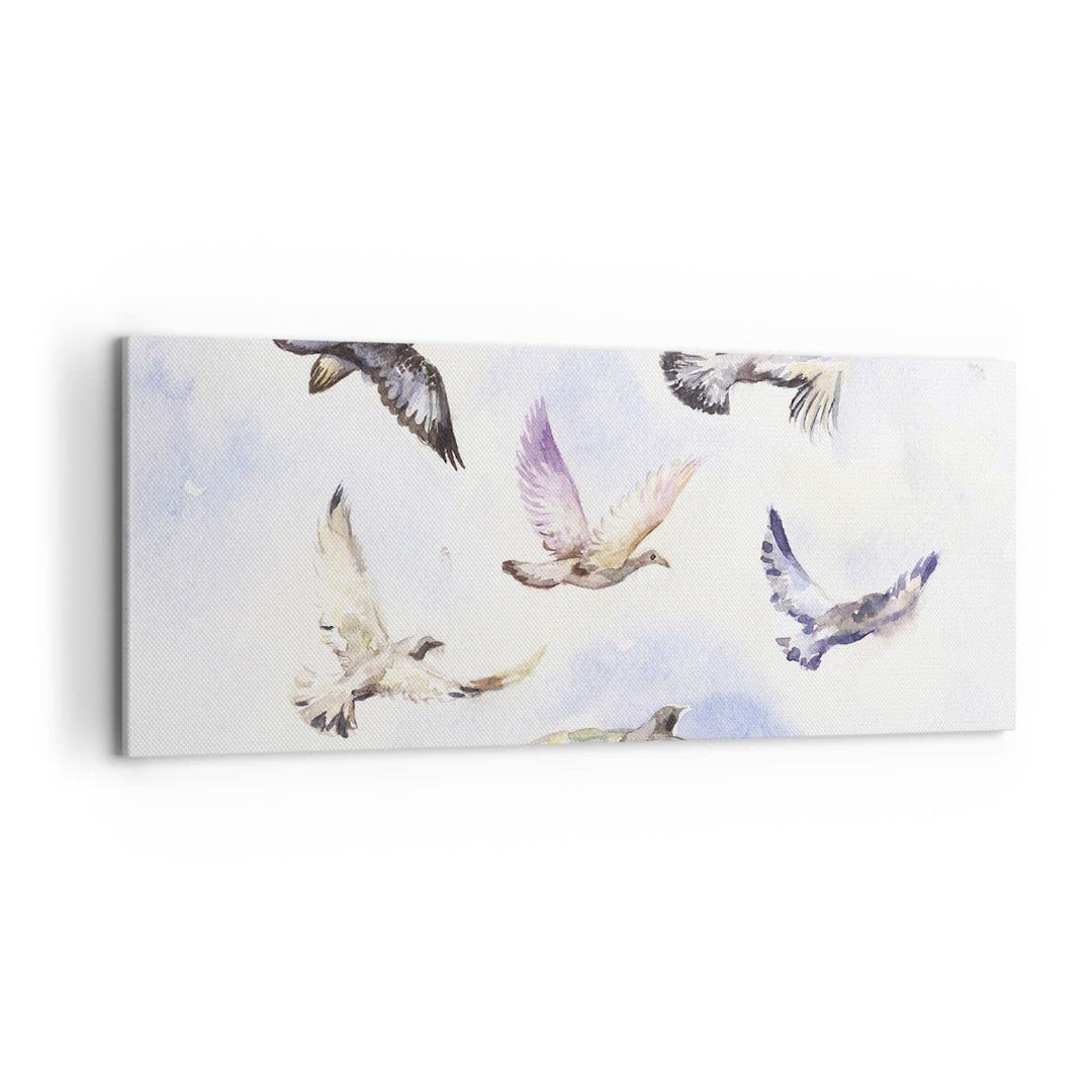 Wandbilder Dekoration Wohnzimmer Vögel Aquarell Wildheit Fliegen Panorama Bilder auf Leinwand 120x50
