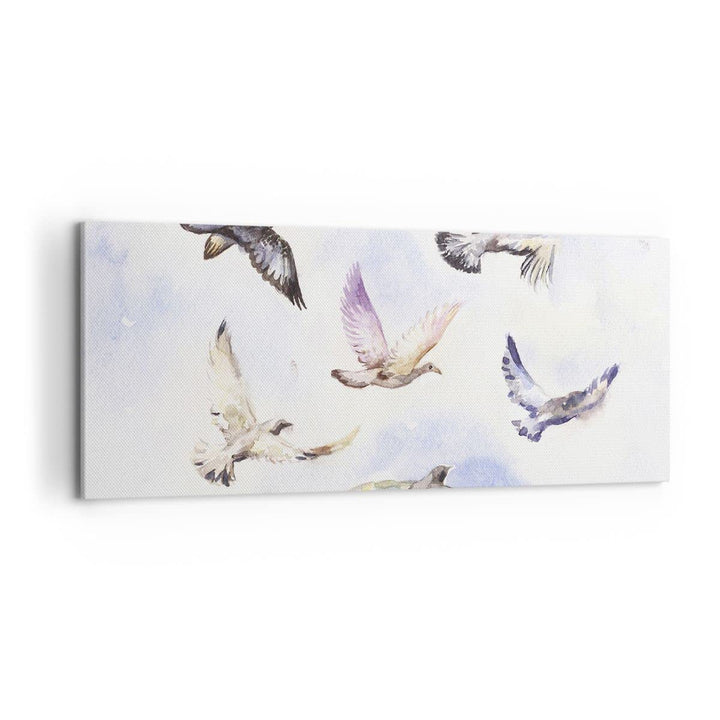 Wandbilder Dekoration Wohnzimmer Vögel Aquarell Wildheit Fliegen Panorama Bilder auf Leinwand 120x50