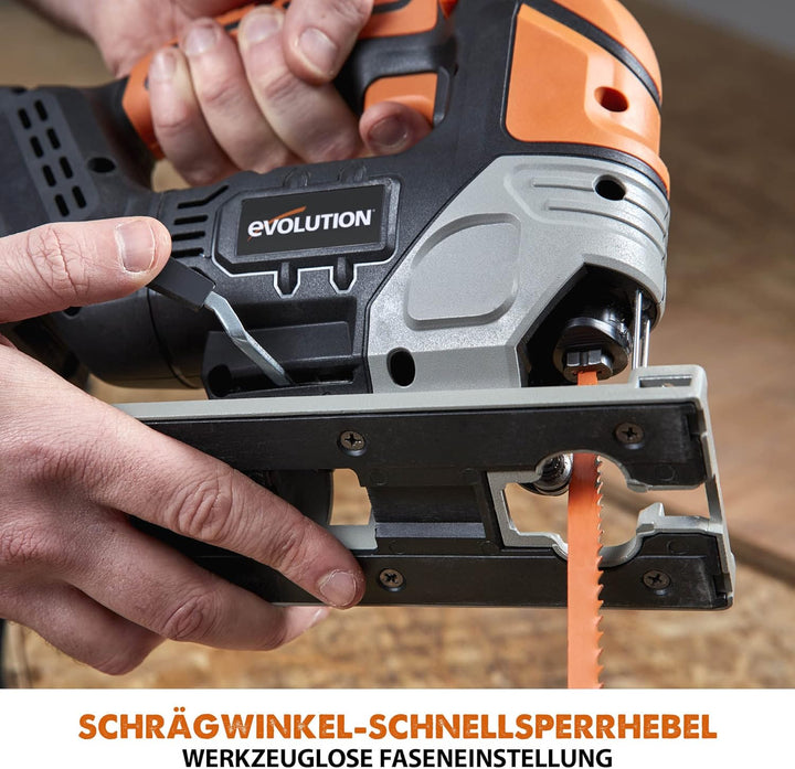 Evolution Power Tools R90JGS-Li Akku-Stichsäge – 5 Mehrzweck-Sägeblätter im Lieferumfang enthalten K