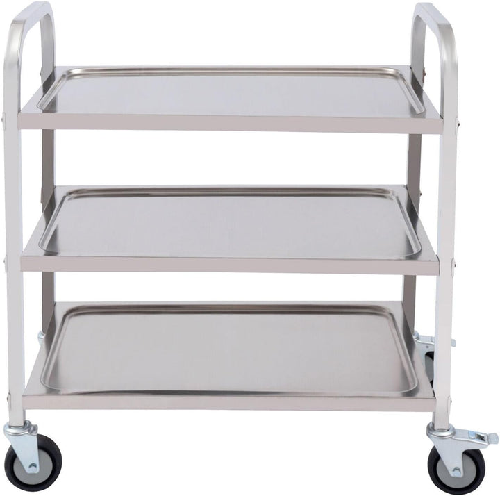 3 Etagen Küchenwagen,Edelstahl Servierwagen mit 4 Räder Edelstahlwagen 20kg/44.09lbs,für Restaurants