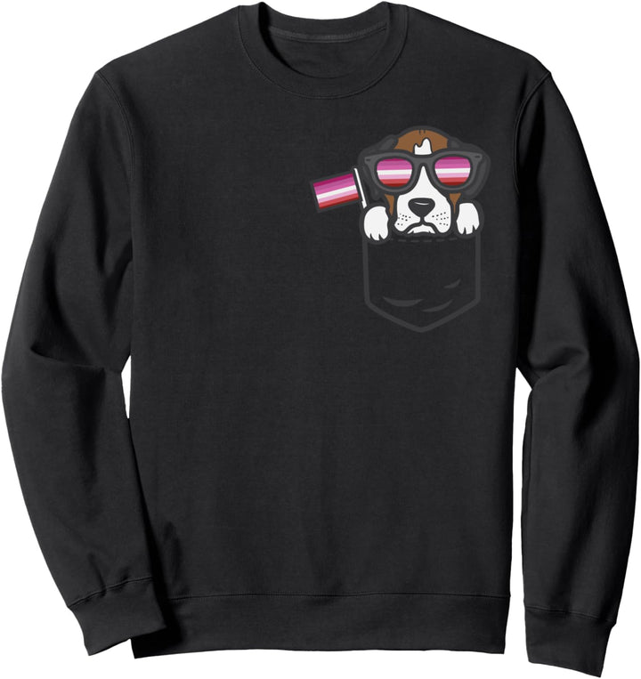 Boxer Pocket Dog LGBT Lesbian Flag Gay Pride Women Sweatshirt