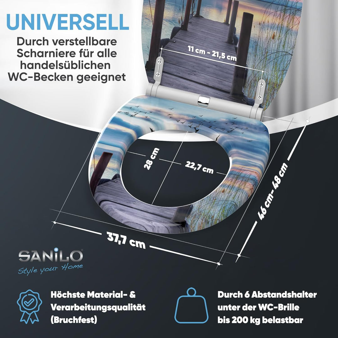 Sanilo WC Sitz mit Absenkautomatik, viele neue Toilettendeckel zur Auswahl, hochwertige Oberfläche,
