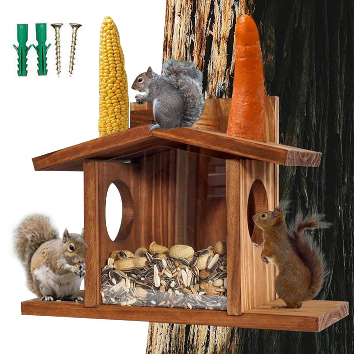 Eichhörnchenhaus Holz-Futternest für Nagetiere | Eichhörnchen Haus for Garden, Yard, Meadow, Tree, F