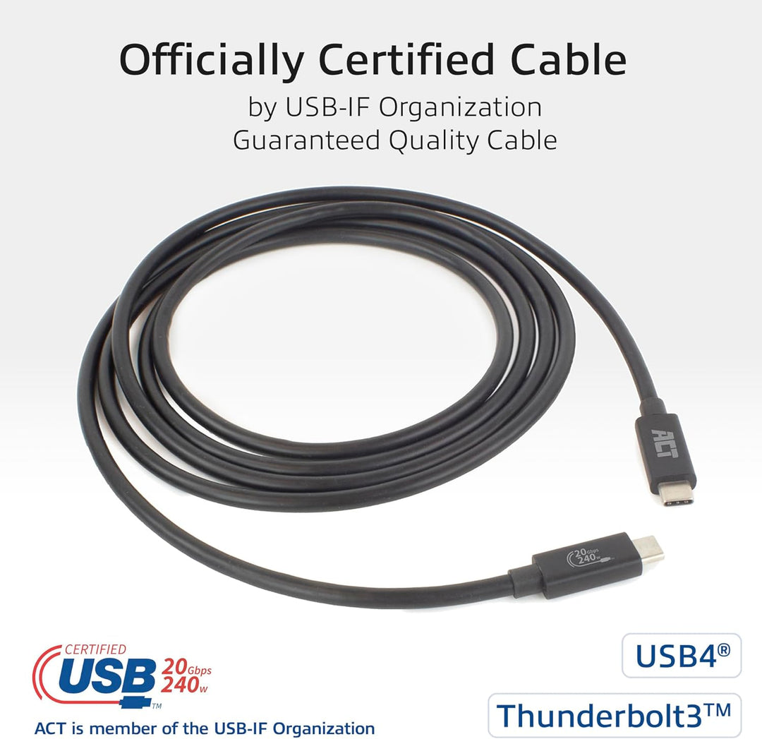 ACT USB 4 Type C, Thunderbolt 3, 20Gbps USB C Video Kabel, 4K@60Hz Video für Monitor, EPR 240W Laden