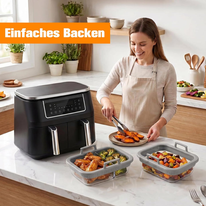 ERWEY Auflaufform Airfryer 2 Stück für Ninja AF400EU/AF500EU/SL400EU/COSORI Heissluftfritteuse 2 Kam