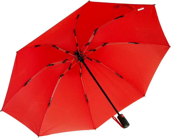 iX-brella Reverse umgekehrt öffnender Fiberglas-Taschenschirm mit farbigen Speichen - rot, Rot