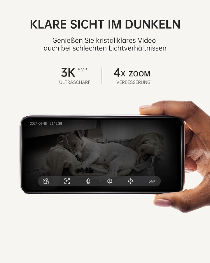 CZEview 3K 5MP Überwachungskamera Innen, 2,4/5Ghz Dual-Band WLAN Kamera Überwachung Innen, Hundekame